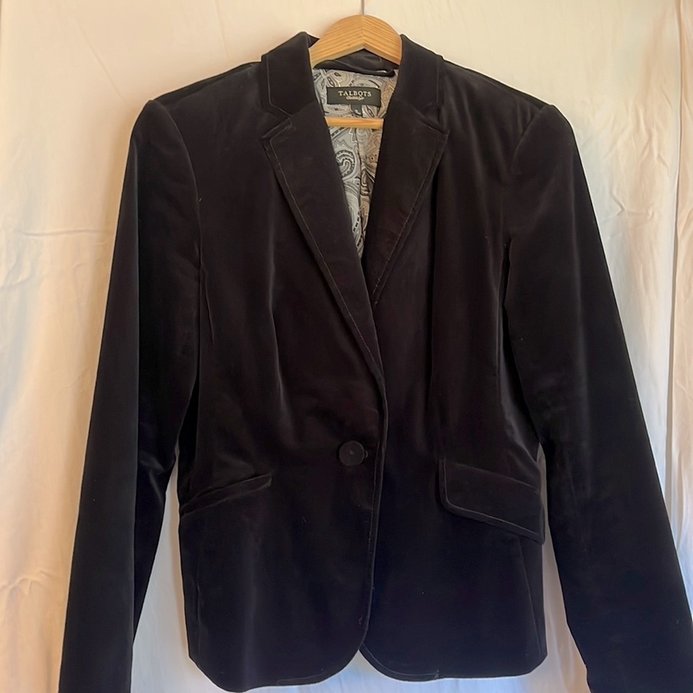Black velvet blazer from Talbots